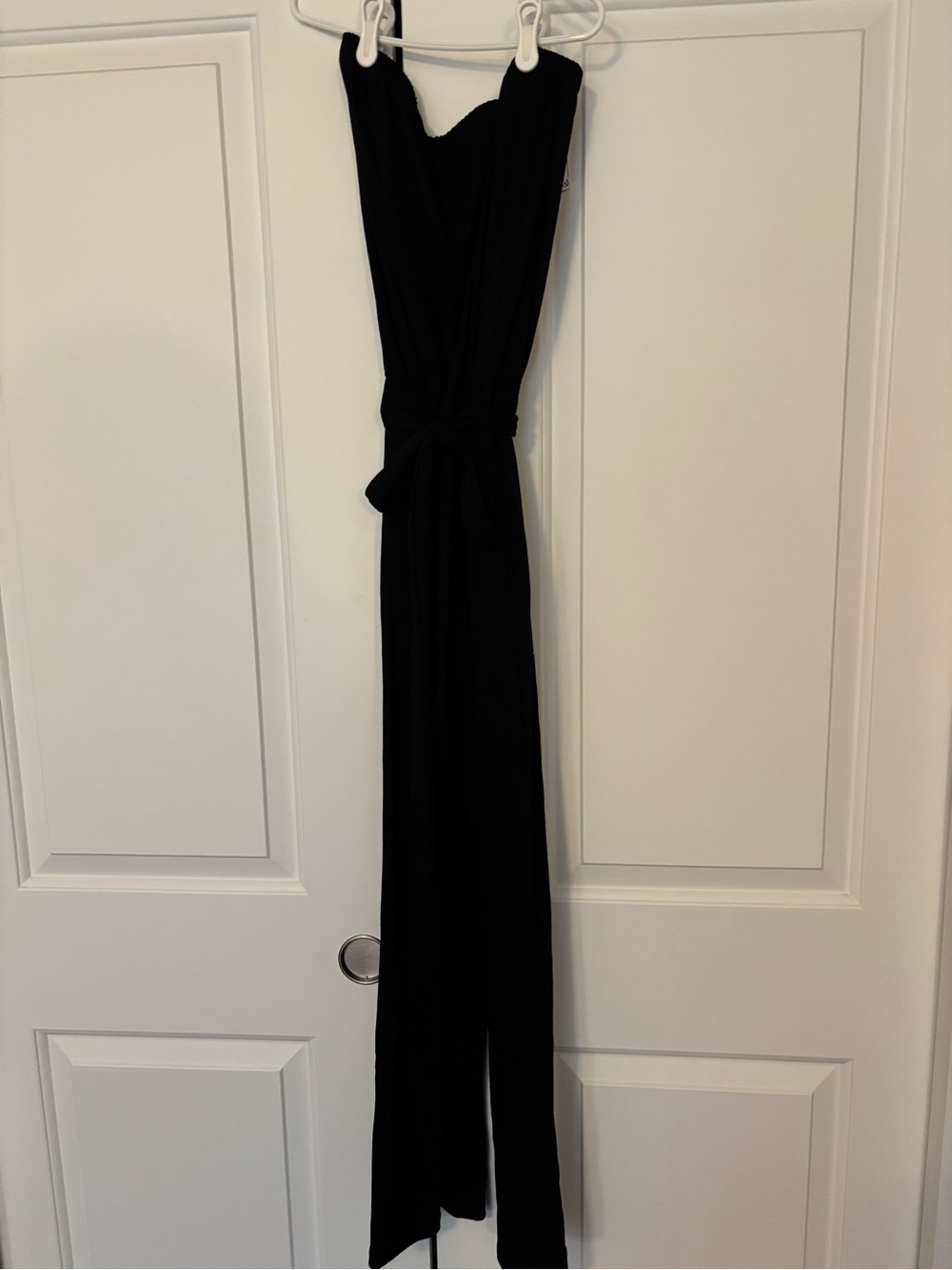 Black Strapless Tie-Waist Jumpsuit - Women